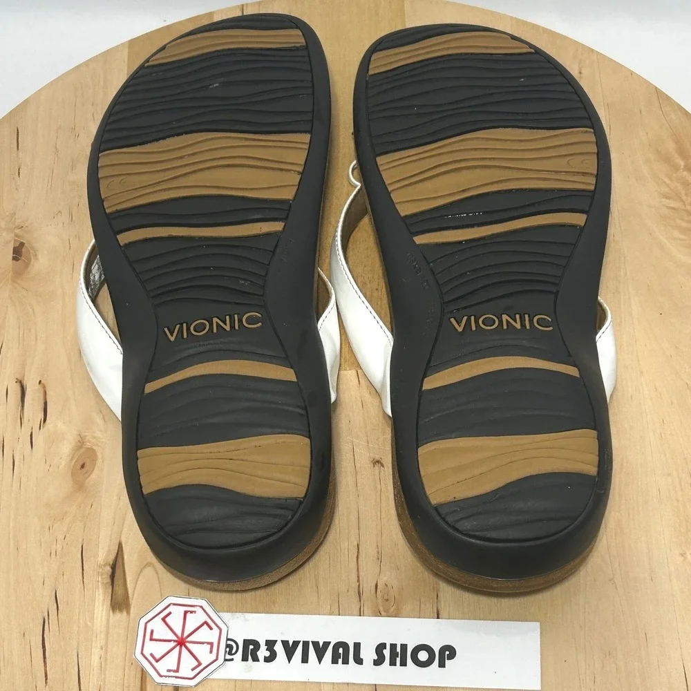 Vionic White Bella II Thong Flip Flop Sandal - Size 9 & 40 EUR